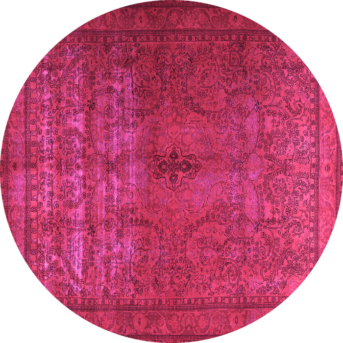 Round Machine Washable Persian Pink Traditional Rug, wshtr3244pnk