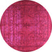 Round Machine Washable Persian Pink Traditional Rug, wshtr3244pnk