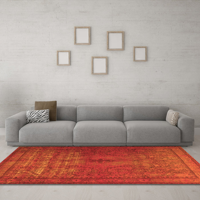 Machine Washable Persian Orange Traditional Area Rugs in a Living Room, wshtr3244org