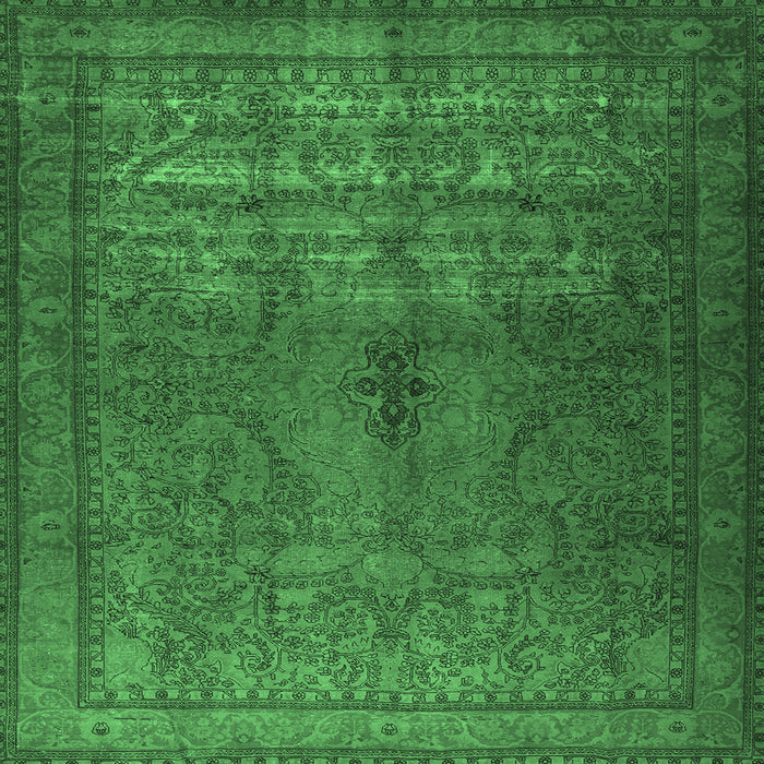 Square Machine Washable Persian Emerald Green Traditional Area Rugs, wshtr3244emgrn