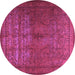 Round Persian Purple Traditional Rug, tr3244pur