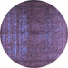 Round Persian Blue Traditional Rug, tr3244blu