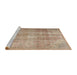 Sideview of Machine Washable Traditional Orange Brown Rug, wshtr3245