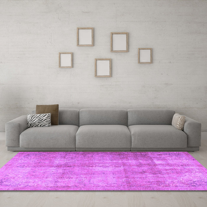Machine Washable Persian Purple Traditional Area Rugs in a Living Room, wshtr3245pur