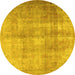 Round Persian Yellow Traditional Rug, tr3245yw