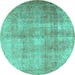Round Persian Turquoise Traditional Rug, tr3245turq