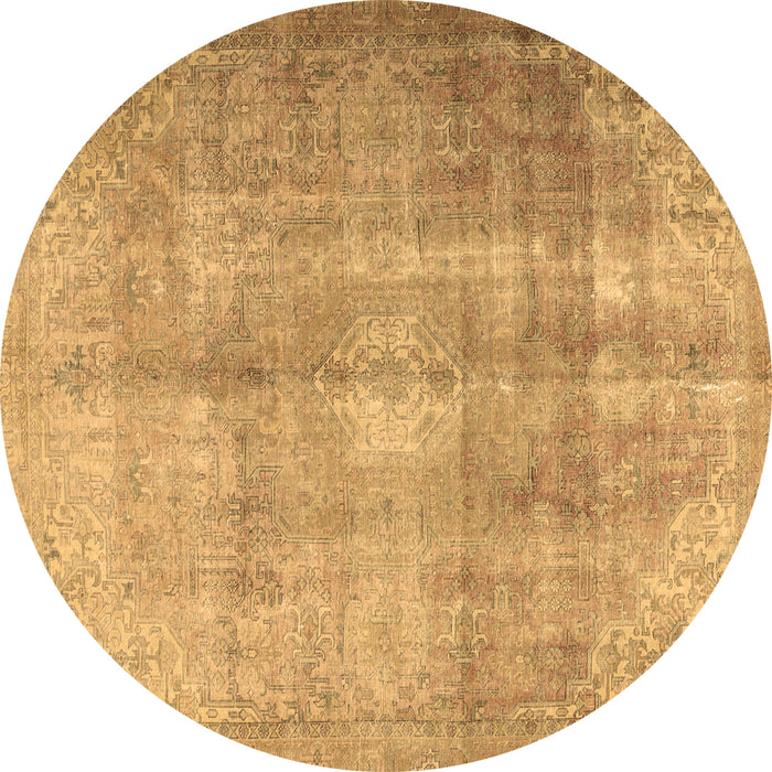 Round Persian Brown Traditional Rug, tr3245brn