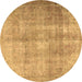 Round Persian Brown Traditional Rug, tr3245brn