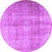 Round Persian Purple Traditional Rug, tr3245pur