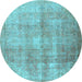 Round Persian Light Blue Traditional Rug, tr3245lblu