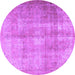 Round Machine Washable Persian Purple Traditional Area Rugs, wshtr3245pur