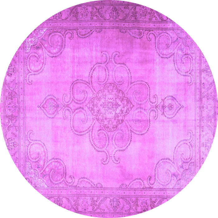 Round Machine Washable Persian Purple Traditional Area Rugs, wshtr3246pur