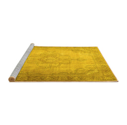 Sideview of Machine Washable Persian Yellow Traditional Rug, wshtr3246yw