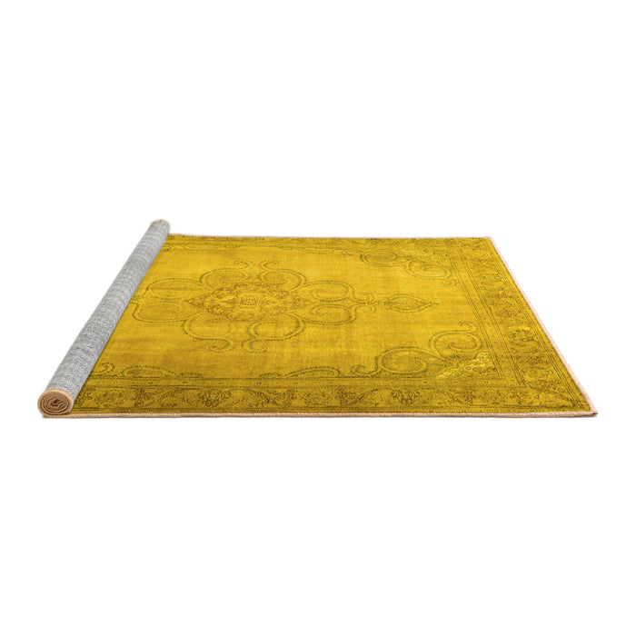 Sideview of Machine Washable Persian Yellow Traditional Rug, wshtr3246yw