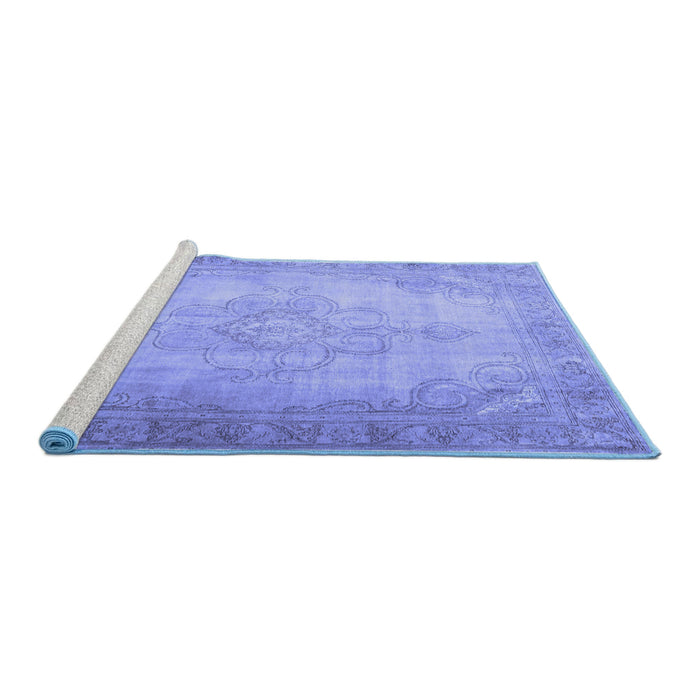 Sideview of Machine Washable Persian Blue Traditional Rug, wshtr3246blu
