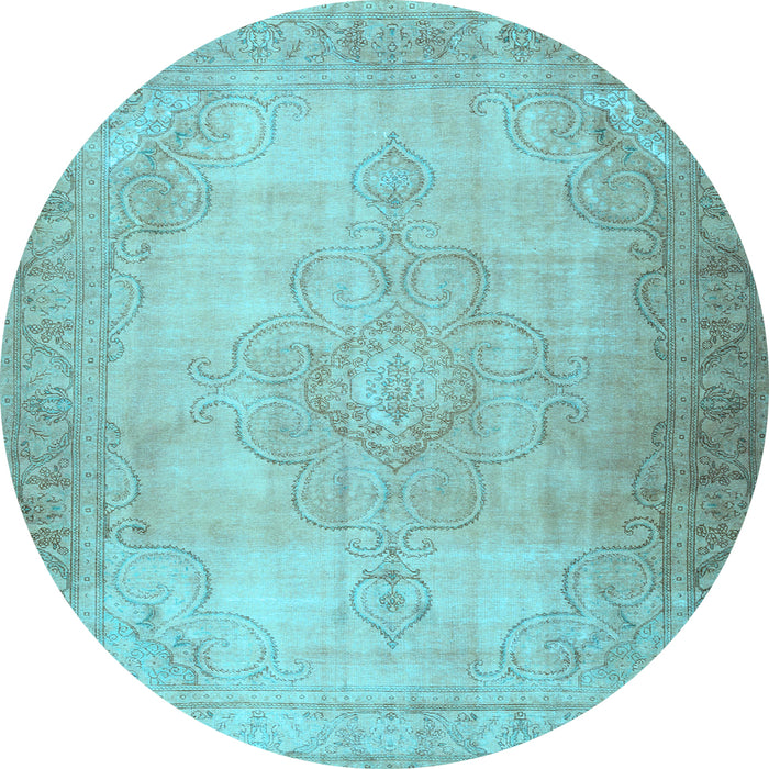 Round Machine Washable Persian Light Blue Traditional Rug, wshtr3246lblu