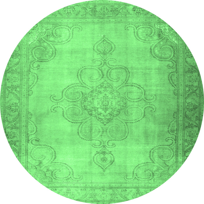 Round Persian Emerald Green Traditional Rug, tr3246emgrn