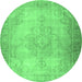 Round Persian Emerald Green Traditional Rug, tr3246emgrn