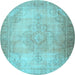 Round Persian Light Blue Traditional Rug, tr3246lblu