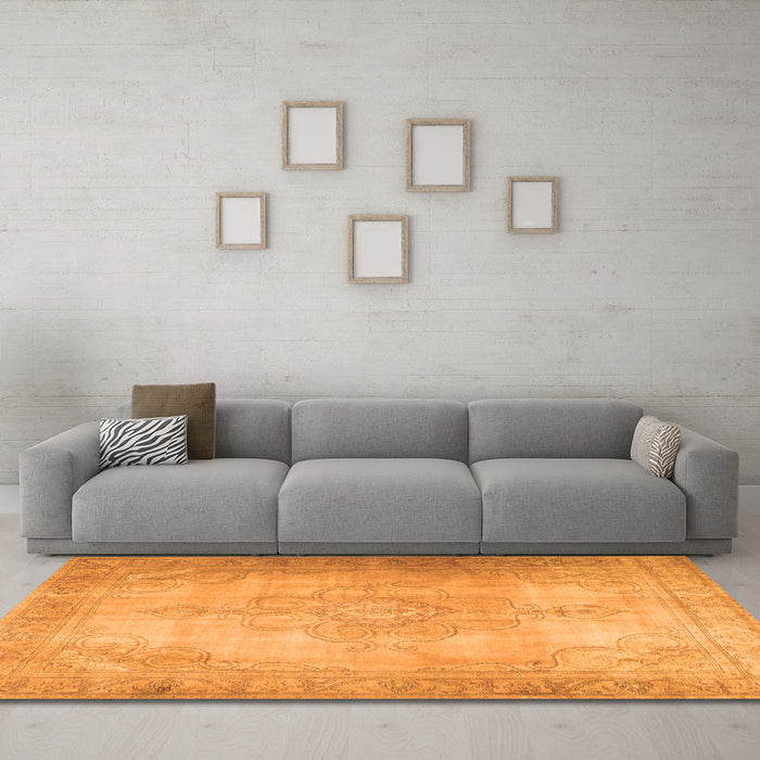 Machine Washable Persian Orange Traditional Area Rugs in a Living Room, wshtr3246org