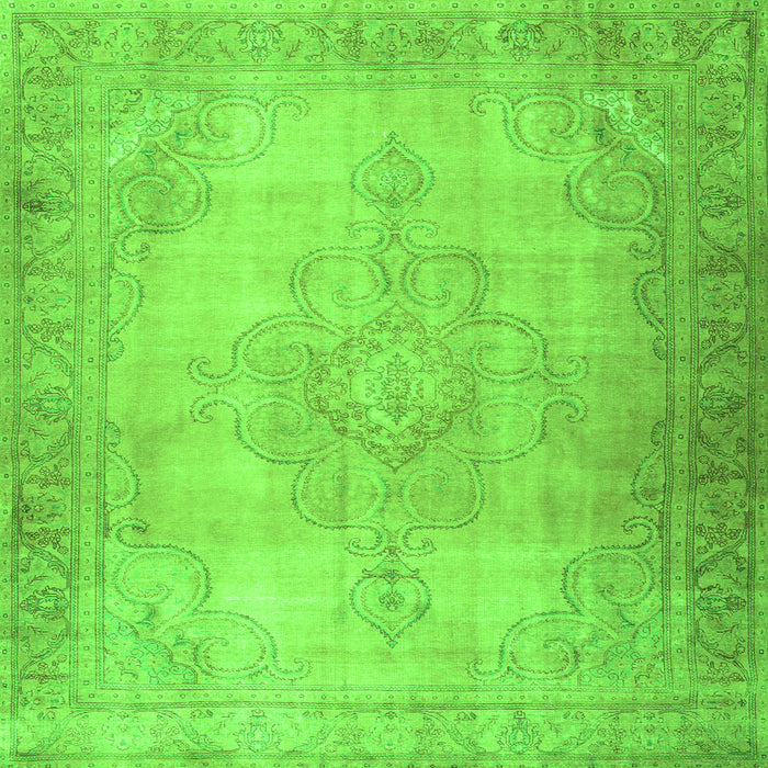 Round Machine Washable Persian Green Traditional Area Rugs, wshtr3246grn