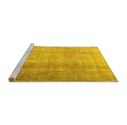 Sideview of Machine Washable Persian Yellow Traditional Rug, wshtr3247yw