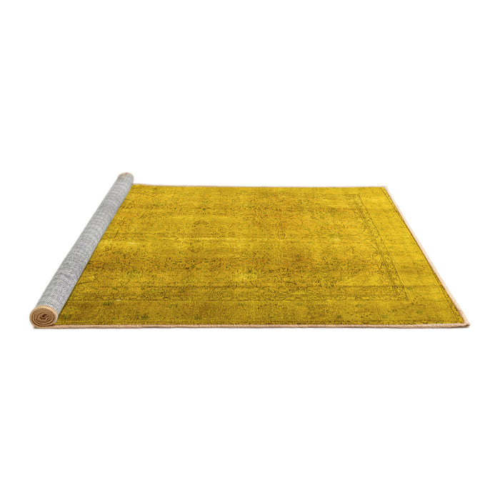 Sideview of Machine Washable Persian Yellow Traditional Rug, wshtr3247yw