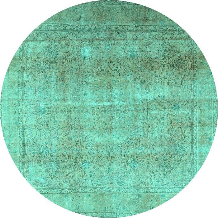 Round Machine Washable Persian Turquoise Traditional Area Rugs, wshtr3247turq