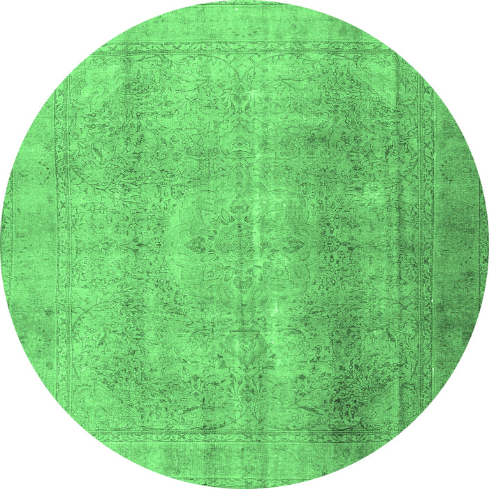 Round Persian Emerald Green Traditional Rug, tr3247emgrn