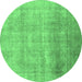 Round Persian Emerald Green Traditional Rug, tr3247emgrn