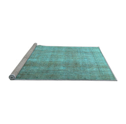 Sideview of Machine Washable Persian Light Blue Traditional Rug, wshtr3247lblu