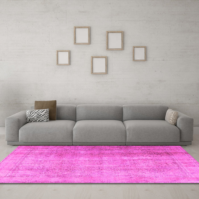 Machine Washable Persian Pink Traditional Rug in a Living Room, wshtr3247pnk