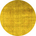 Round Machine Washable Persian Yellow Traditional Rug, wshtr3247yw