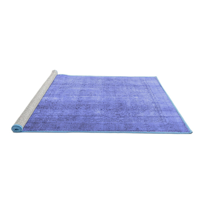 Sideview of Machine Washable Persian Blue Traditional Rug, wshtr3247blu