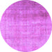 Round Persian Purple Traditional Rug, tr3247pur