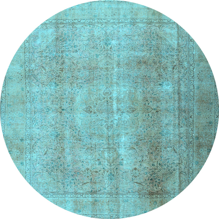 Round Machine Washable Persian Light Blue Traditional Rug, wshtr3247lblu