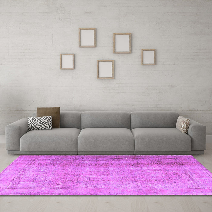 Machine Washable Persian Purple Traditional Area Rugs in a Living Room, wshtr3247pur
