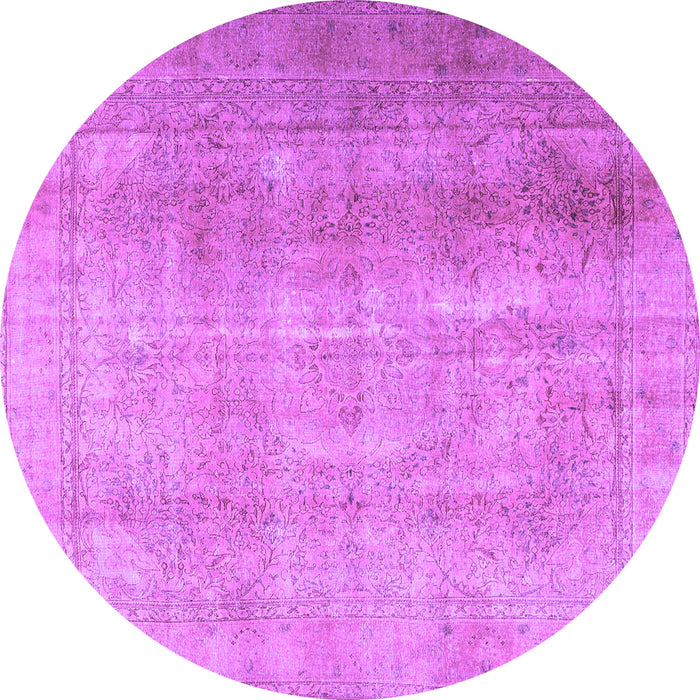 Round Machine Washable Persian Purple Traditional Area Rugs, wshtr3247pur