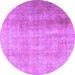 Round Machine Washable Persian Purple Traditional Area Rugs, wshtr3247pur