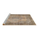 Sideview of Machine Washable Traditional Dark Gold Brown Rug, wshtr3248