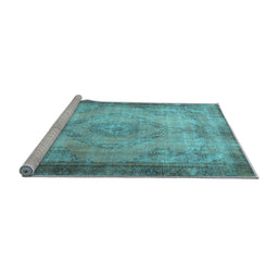 Sideview of Machine Washable Persian Light Blue Traditional Rug, wshtr3248lblu