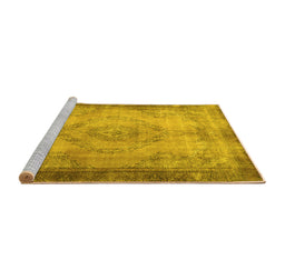 Sideview of Machine Washable Persian Yellow Traditional Rug, wshtr3248yw