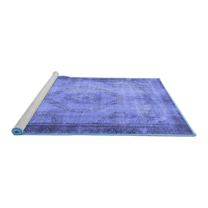 Sideview of Machine Washable Persian Blue Traditional Rug, wshtr3248blu