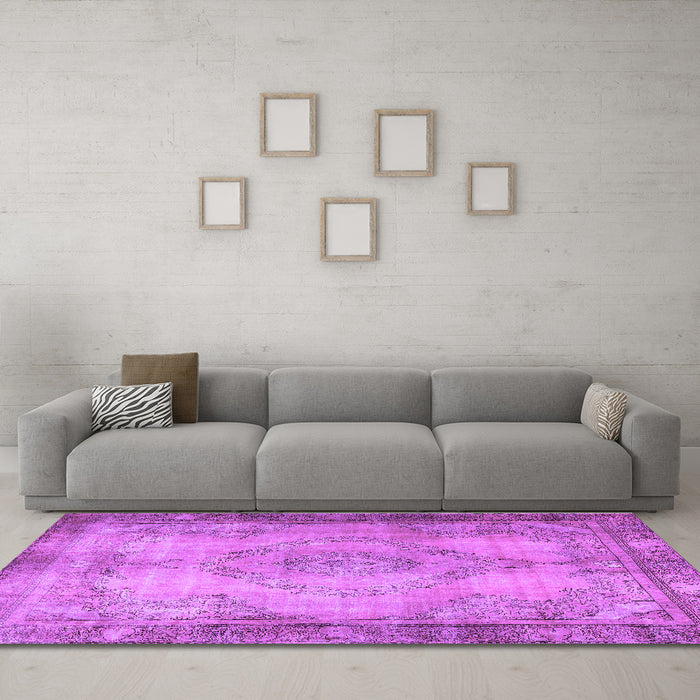 Machine Washable Persian Purple Traditional Area Rugs in a Living Room, wshtr3248pur