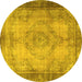 Round Persian Yellow Traditional Rug, tr3248yw