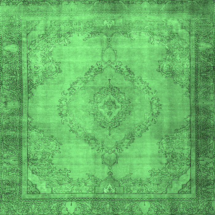 Square Machine Washable Persian Emerald Green Traditional Area Rugs, wshtr3248emgrn