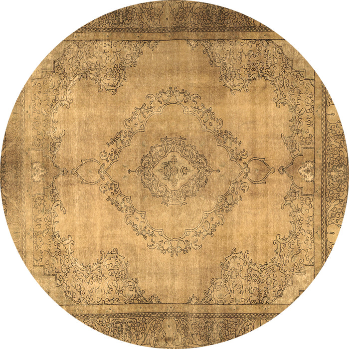 Round Persian Brown Traditional Rug, tr3248brn