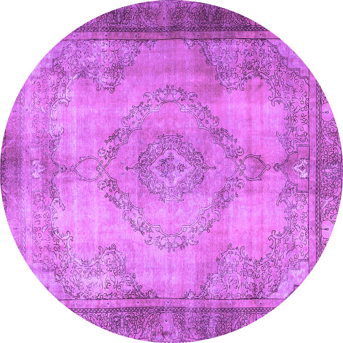Round Machine Washable Persian Purple Traditional Area Rugs, wshtr3248pur