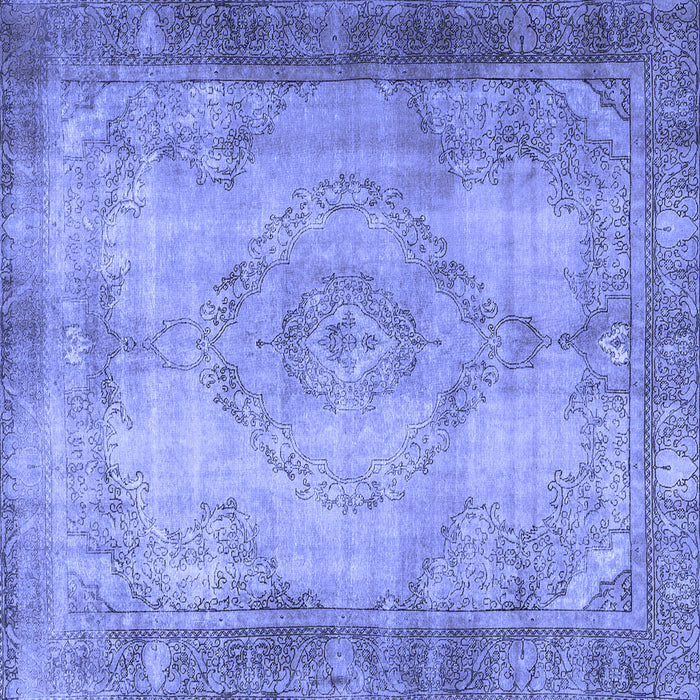 Square Machine Washable Persian Blue Traditional Rug, wshtr3248blu