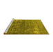 Sideview of Machine Washable Persian Yellow Traditional Rug, wshtr3249yw